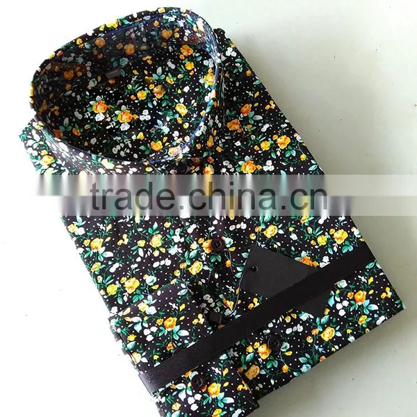 Black Floral Latest Mens Dress Shirt Fashion Shirt photo-2
