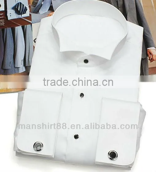2017 Elegant Design Wing Collar French Cuff White Tuxedo Dress Shirt photo-2