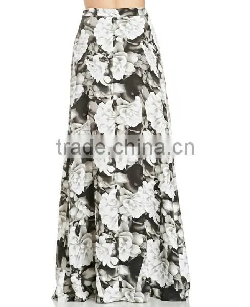 Floral Printed Wide Leg Maxi Pants for Middle Age Woman photo-2