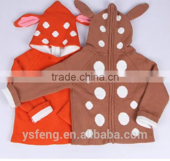 Deer Ear Baby Sweater Zipper Cardigan With A Hood Children Sweater photo-4