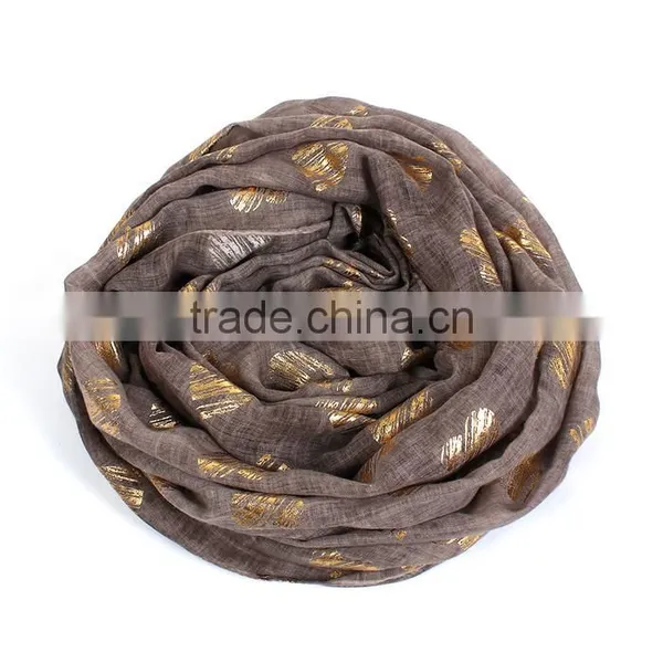 Cotton Polyester Blend Scarves & Wraps Rectangle Golden Brown Heart Import Scarf photo-3