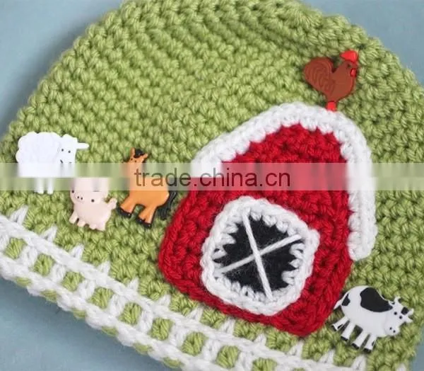 Crochet Farm Hat With Picket Fence Border Baby Diy Handmande Hat Sets photo-6
