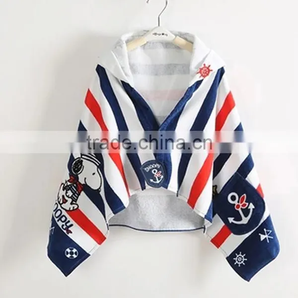 Cartoon Printed Towel For Kids In Cotton Velour Material Custom Print Animal Hooded Poncho Towel photo-2