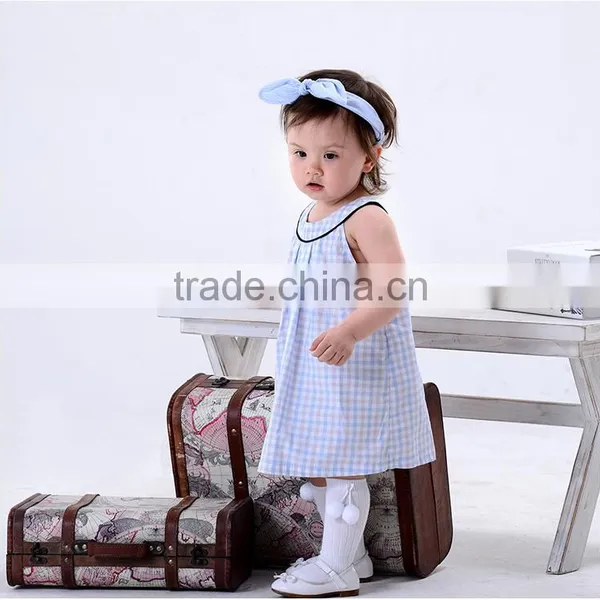 Latest New Model Kid Dress High Fashion Round Neck Girl Plaid Dress photo-2