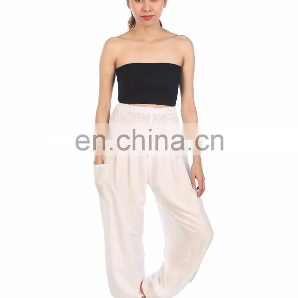Lofbaz Women's Hippe Solid Drawstring Harem Bohemian Trousers Rayon Pants photo-6