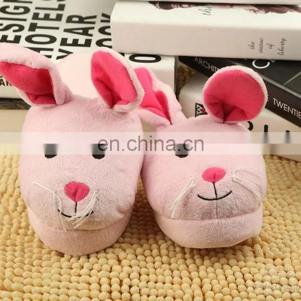 Custom Happy Foot Pink Rabbit Animal Cartoon Indoor Slippers