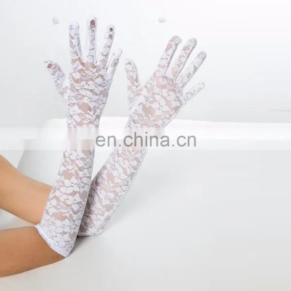 Beautyslove Sexy White Cheap Gloves Ladies Lace Gloves Satin Long Gloves photo-4
