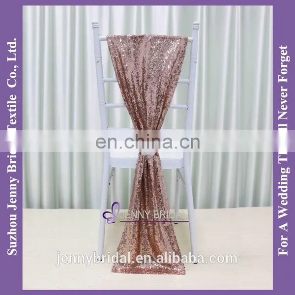 C385#24 Pageant and Bridal Sash Rose Gold Sequin Chair Cover Chair Sashes photo-2