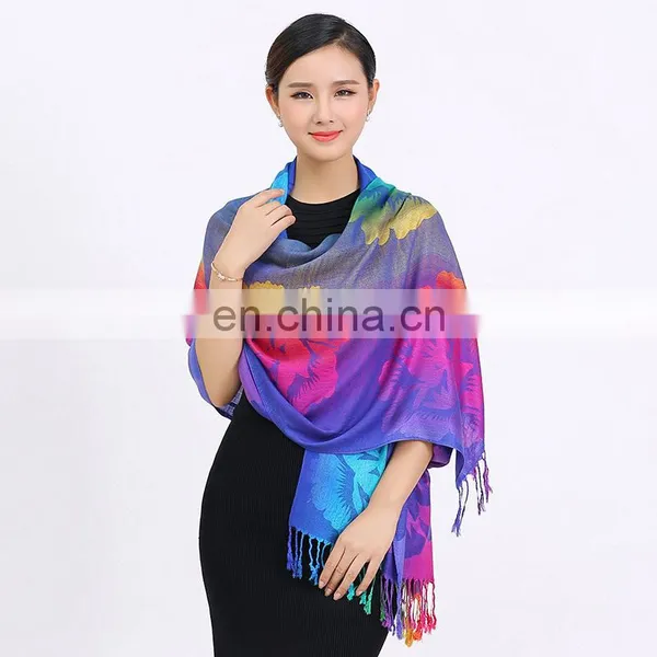 Customized Colorful Fashion Girl Thick Wool Pashmina Stole photo-5