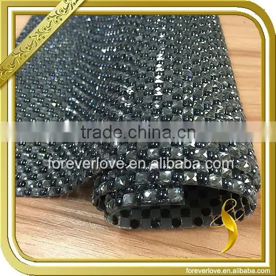 Black Ceramic Pearl Rhinestone Mesh Bridal Crystal Dress Trimmings FRM-218