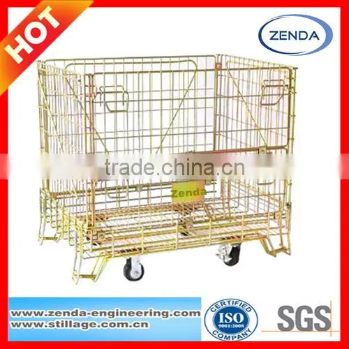 Galvanized Warehouse Wire Mesh Cage With Wheels