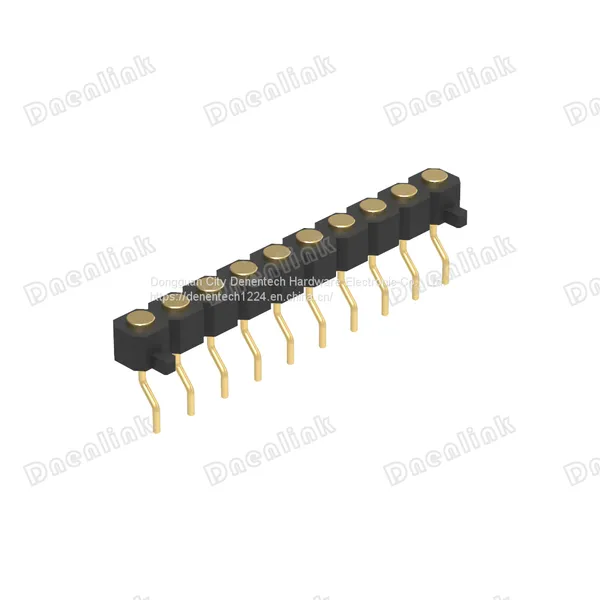 Dnenlink 3.00mm Pitch Single Row H2.5mm Plane Contact Right Angle Female Header SMT Type PogoPin Header With Peg photo-3