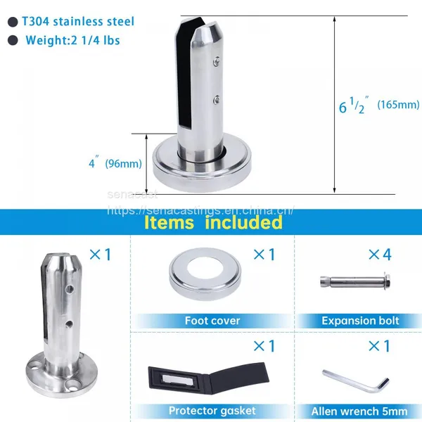 Stainless Steel Glass Spigots Clamp Glass Standoff Polish for Panel Pool Construction Hardware photo-3