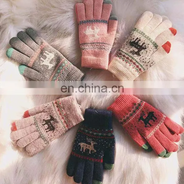 Wholesale Autumn Winter New Lovely Riding Outing Christmas Deer Touch Screen Gloves Keep Warm Plush Gloves photo-5