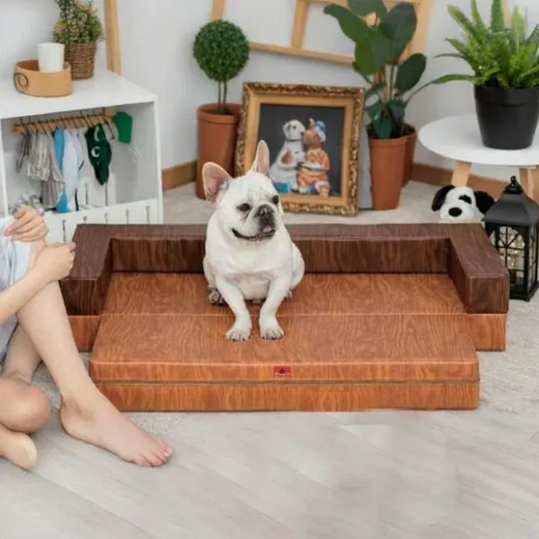 Wood-grain Style Foldable Sofa Bed