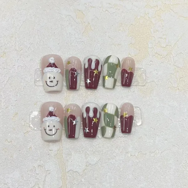 Christmas Nail Art Collection DIY Cute Christmas Tree Snowman and Snowflake Nail Tips
