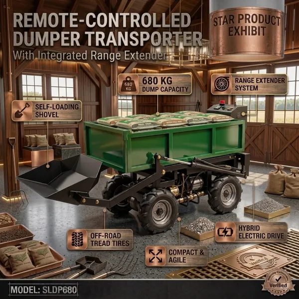 Off Road Remote Control Mini Dumper Self Loading Material Transport Machine With Hydraulic Dump System