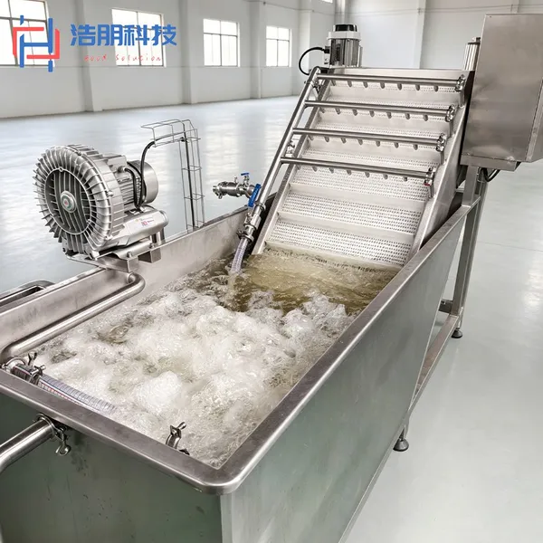 Industrial Bubble Washing Machine SUS304 Fruit Vegetable Washer With Elevator Spray Rinse High Efficiency Food Processing Equipment photo-5