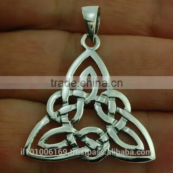Large Celtic Trinity Knot Silver Pendant, Pn78 photo-4