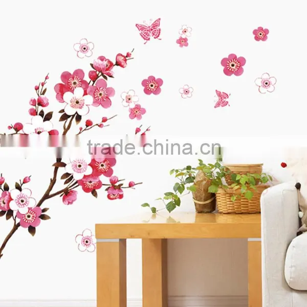 ZY6008 Cherry Blossom Wall Poster Waterproof Background Wall Sticker Stickers for Living Room Bedroom Cafe Home Decor Decal Deca photo-6