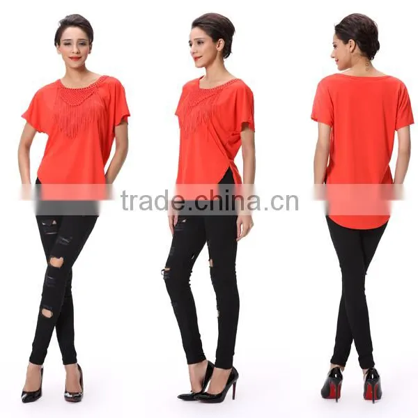 Ladies Bulk Wholesale T Shirts 100% Rayon Made by China T Shirt Factory photo-5
