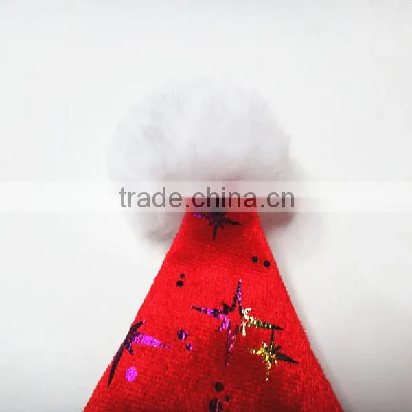 SJ-6732 Colorful Star Print Santa Hat Red Velvet Christmas Hat photo-5