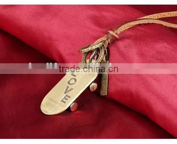 Men Style Fashion Engraving Love Genuine Leather Alloy Pendant photo-4