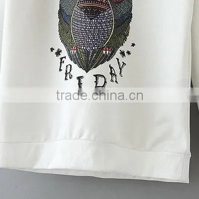Korean Casual All-Purpose Style Fashionable Crew Neck Owl-Pattern Female Fitness Wear photo-5