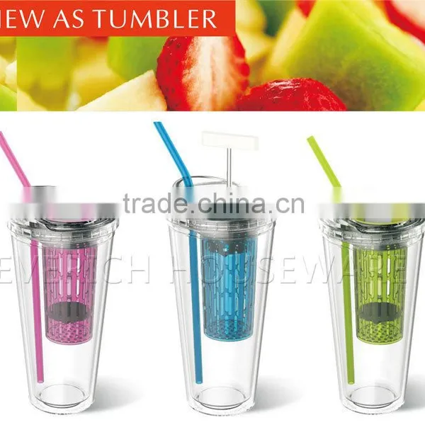 Leak Proof Clear Wholesale Plastic Fruit Infuser Tumbler photo-4