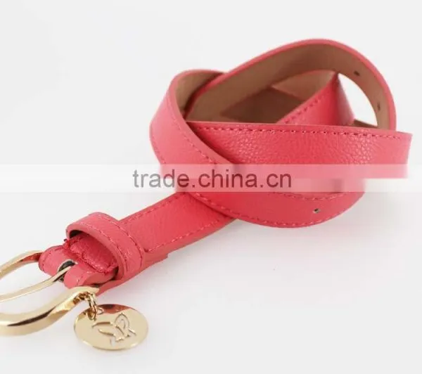 2015 Fashion Pink PU Leather Women Jeans Belt With Gold Buckles in YiWu photo-3