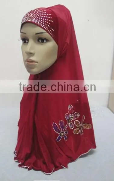 H251 Latest Muslim Hijab With Rhinestone and Crystals photo-5