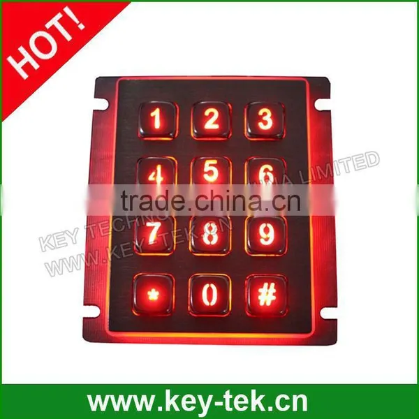 12 Keys Waterproof Backlight Keypad With Rear Panel Mounting photo-2