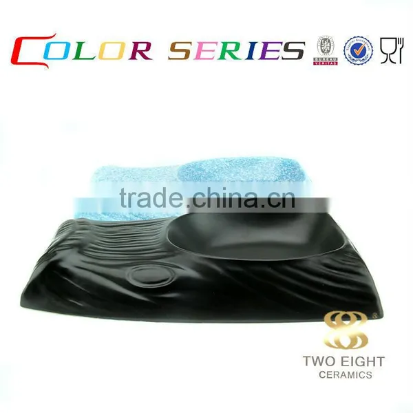 Black Square Dinnerware Boat Shape Dinner Plate for Restaurant