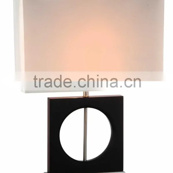 Contemporary Black Trapezoidal Wooden Base Hotel Bedroom Desk Lamp Quality Choice photo-3