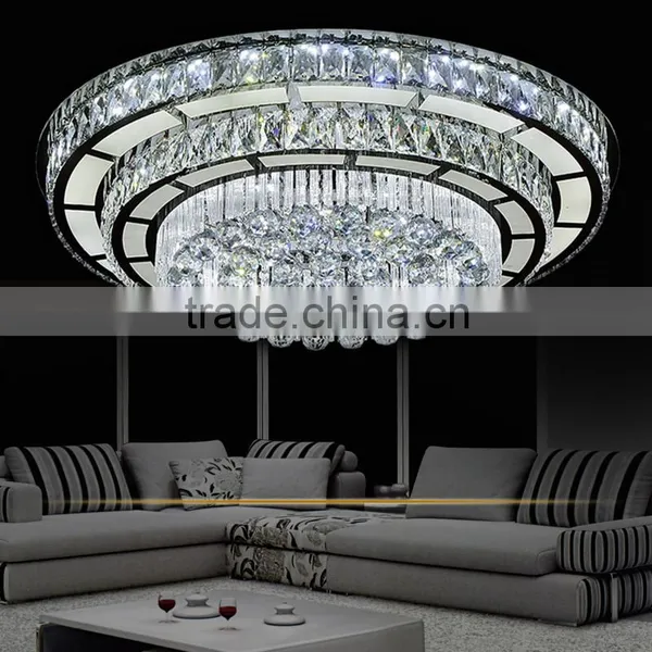 Contemporary Decorative K9 Crystal Ceiling Light Round 220V Modern Stainless Steel Chandelier photo-3