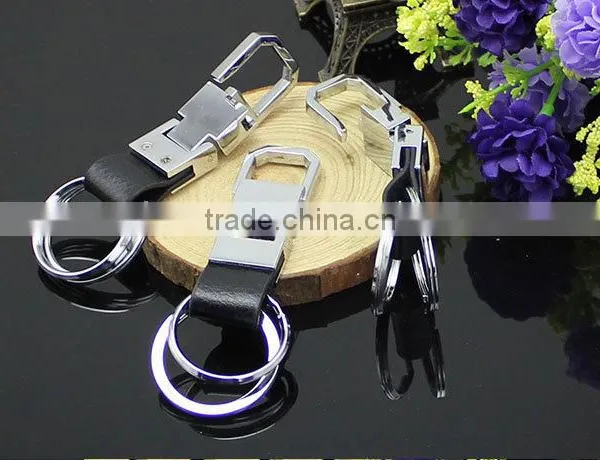 Car Leather Keychain /cheap Car Leather Keychain With Double Ring photo-3
