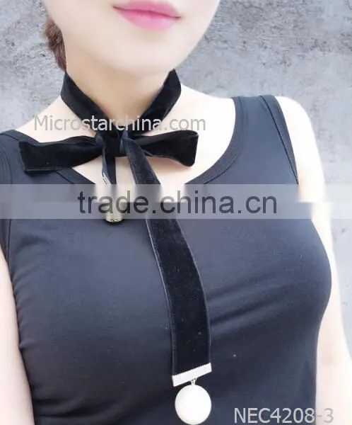 2016 Fashion Woman Handmade Long Black Velvet Choker Necklace photo-4