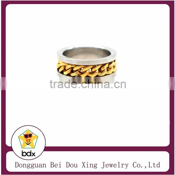 Punk Style Design With 18K Gold Plated Chain Stainless Steel 316 Fashion Ring photo-2