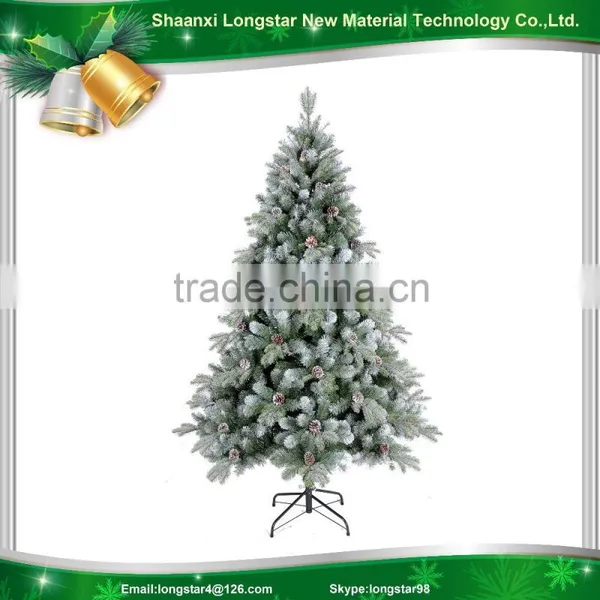 7 Foot Snow Flocking Christmas Tree Decoration Pine Cone For Christmas Holiday