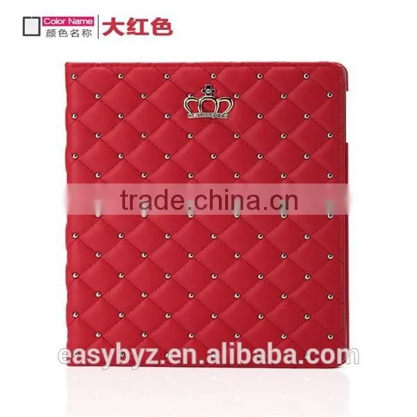 for Ipad 4/air/air 2/mini/mini 2 Quilted Crown Shape Case, With a Sleep Function Leather Shell, for Ipad Case photo-3