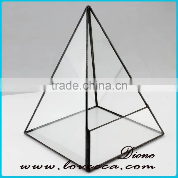 Unquie Shape Custom-made Home Garden Geometric Glass Terrarium Perfect With Black Metal Frame Lead and Nickle Free photo-5