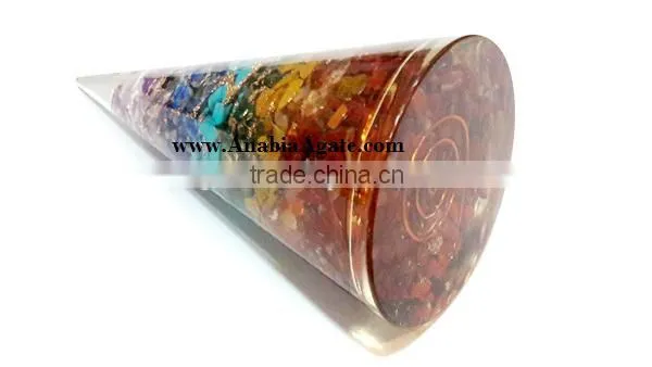 Chakra Orgone Cone:Wholesale Healing Orgone : Chakra Layered Orgone Cone photo-4