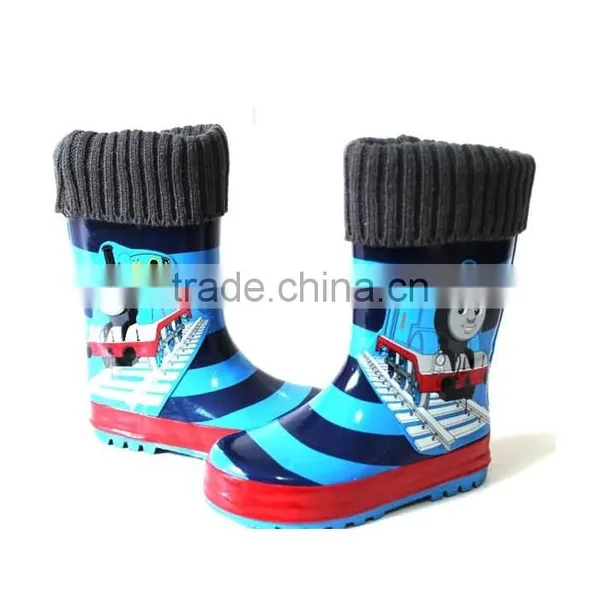 China Manufacture Kids Cheap Cold-proof Rubber Rain Boot With Removable Sock
