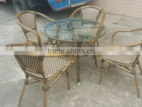 YH-5037 Aluminum and Rattan Material Bamboo Look Dining Table and Chairs photo-3