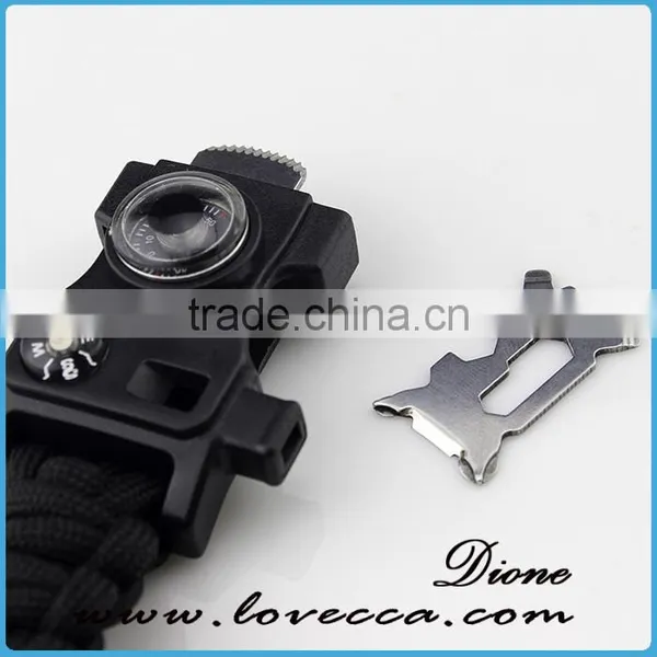 Black Multifunctional Compass Thermometer Clasp Paracord Bracelet photo-5