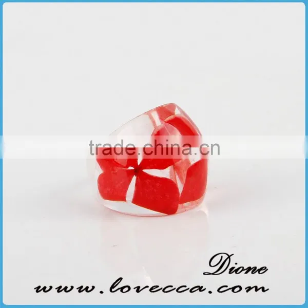 Red Flower Resin Ring Resin Inlay Rings, Handmade Eco-friendly Resin Rings for Women photo-4