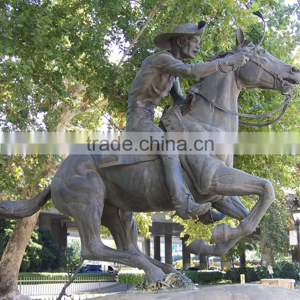 Bronze Foundry Large Outdoor Copper Cowboy Horse Statue photo-3