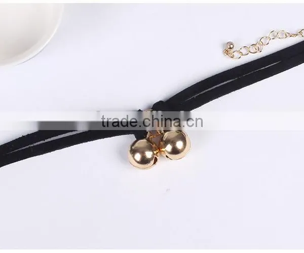Gold Bell Charms Suede Leather Bracelet photo-4