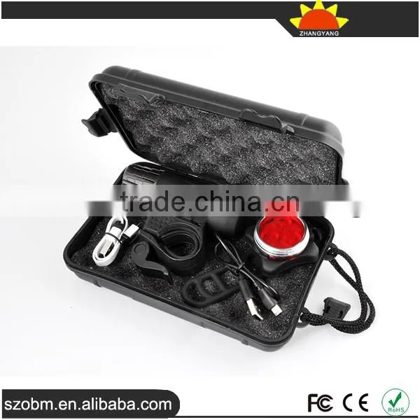 USB Rechargeable Front and Tail Light 200 Lumens 4 Mode Bicycle Light Kit photo-5