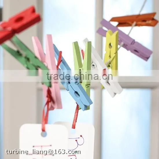Mini Color Clothespins Wood Pegs Assorted Wood Clothespins for Whosales photo-2